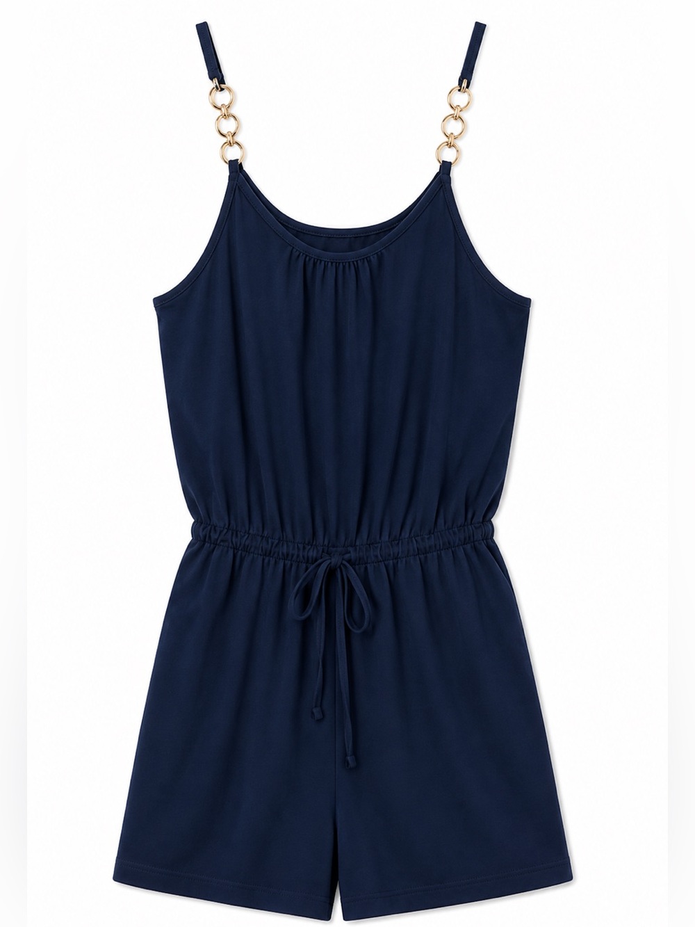 Navy Chain Strap Romper | Gold Chain Shoulder Straps | Size S